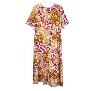 NEW Queen Bee Maternity Floral Midi Dress Womens Size 8 US